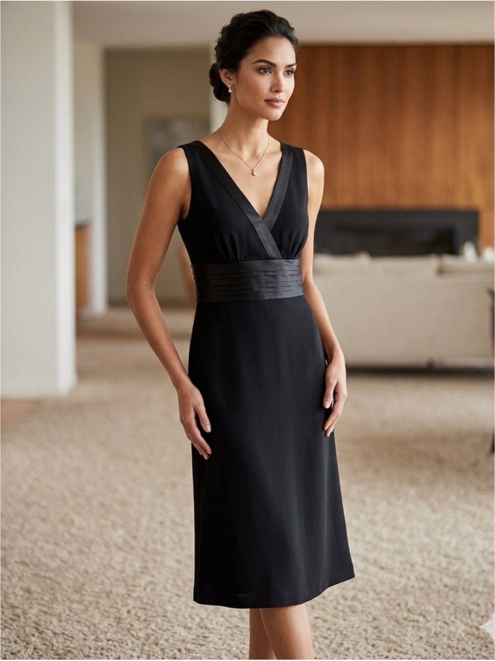 Shin Choi 100% Wool Cocktail Dress size 6 black career party casual sleeveless